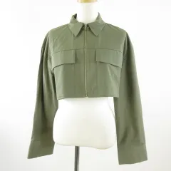 ザラ ZARA ジャケット 長袖 ショート丈 ジップアップ カーキ 緑 XS *T739