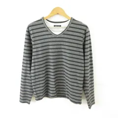 ビームスハート BEAMS HEART カットソー Tシャツ 長袖 Vネック ボーダー グレー M *T979
