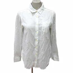 ナイスクラップ NICE CLAUP continuer de NICE CLAUP シャツ ストライプ 長袖 F 白 ホワイト 黄色 イエロー ●RY /YK