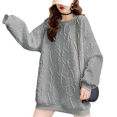 【新品】 Narebualo Cietupoop トレーナー レディース パーカー プルオーバー エンボス加工 トップス ラウンドネック 長袖 スウェット シャツ ゆったり 英字 パターン化 カットソー かっこいい 個性 おしゃれ カジュアル 春秋冬 0