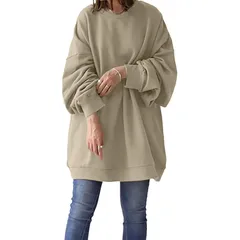 【新品】 [AUSKY] トレーナー レディース ゆったり 裏起毛あり・なしの2種類 パーカー プルオーバー 大きい ビッグシルエット スウェット 韓国風 トップス 長袖 おしゃれ 無地 体型カバー お出かけ カジュアル 春 秋 冬 1