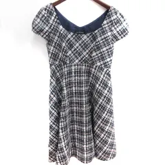 ジルスチュアート JILL STUART ワンピース Aライン ひざ丈 半袖 総柄 2 黒 ブラック 白 ホワイト ピンク /RT