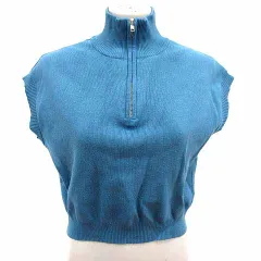 スライ SLY ニット カットソー ハーフジップ フレンチスリーブ FREE 青 ブルー /YK