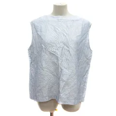 ニコルソンアンドニコルソン NICO, nicholson&nicholson ブラウス ストライプ ノースリーブ リボン 麻 リネン 38 M 水色 ライトブルー /MN