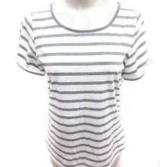 グローブ grove カットソー Uネック 半袖 ボーダー L 白 ホワイト グレー /RT