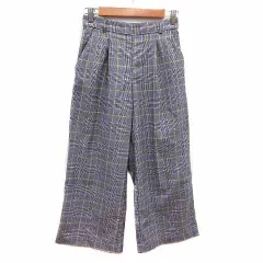 シューラルー SHOO・LA・RUE ワイドパンツ チェック M 紺 ネイビー /YK ●RY