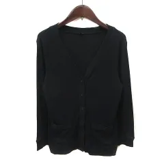 ユニクロ UNIQLO カーディガン ニット リブ 長袖 L 黒 ブラック /MS ●RY