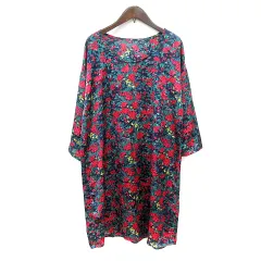 ロペピクニック ROPE Picnic ワンピース ミニ 花柄 長袖 38 M 紺 ネイビー ピンク /MN