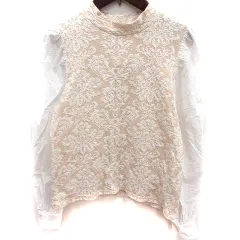 ナイスクラップ NICE CLAUP カットソー ハイネック 長袖 総柄 F ベージュ 白 ホワイト /RT