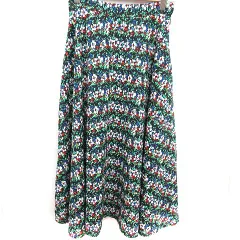 エモダ EMODA スカート フレア ロング 総柄 S 黒 ブラック /RT