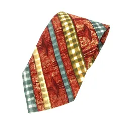 GIORGIO ALBANELLA ネクタイ ワイドタイ 総柄 絹 シルク 茶 ブラウン /MN ●RY