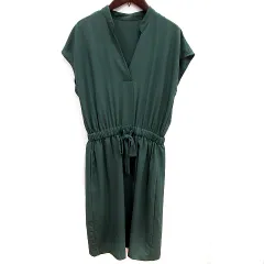 ストロベリーフィールズ STRAWBERRY-FIELDS ワンピース タイト ひざ丈 ノースリーブ ウエストマーク 緑 グリーン /RT