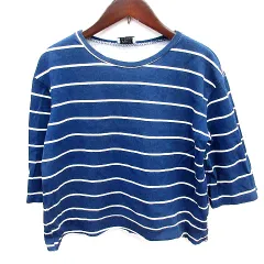 ザラ トラファルック ZARA Trafaluc ニット カットソー Uネック 七分袖 ボーダー S 青 ブルー /RT