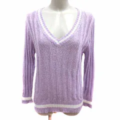 ナイスクラップ NICE CLAUP continuer de NICE CLAUP ニット カットソー Vネック 長袖 紫 パープル /YK ●RY