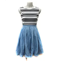 ダズリン dazzlin ワンピース ひざ丈 ノースリーブ ドッキング ボーダー S マルチカラー /YI