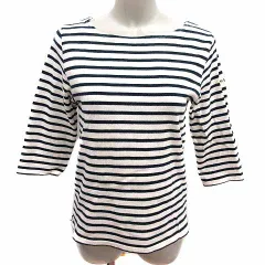 ビームスハート BEAMS HEART Tシャツ カットソー クルーネック ボーダー 七分袖 白 ホワイト 黒 ブラック /YK