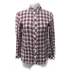 マカフィー MACPHEE トゥモローランド シャツ ブラウス チェック 長袖 38 M 赤 レッド 白 ホワイト /YI