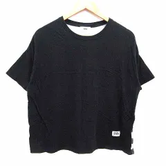 ロデオクラウンズワイドボウル RODEO CROWNS WIDE BOWL RCWB Tシャツ カットソー クルーネック 切替 ボーダー 星柄 半袖 M 黒 ブラック /YK
