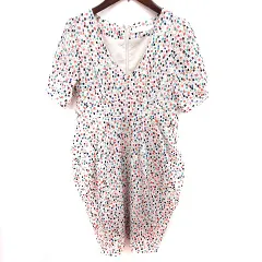 レイビームス Ray Beams ワンピース タイト ひざ丈 半袖 総柄 0 マルチカラー /RT