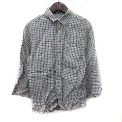 ジャーナルスタンダード レリューム JOURNAL STANDARD relume シャツ チェック 七分袖 麻 リネン 1 S ベージュ 紺 ネイビー /YI