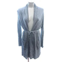 コムサイズム COMME CA ISM ニット カーディガン ロング トッパー パイピング 長袖 ウエストマーク M グレー /AU