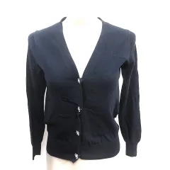 インデックス INDEX ニット カーディガン フェイクパール 長袖 M 紺 ネイビー /AU