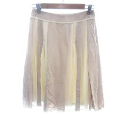 アンタイトル UNTITLED プリーツスカート ひざ丈 切替 36 S ベージュ /AU