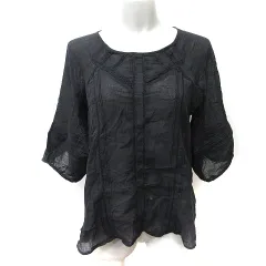 アーバンリサーチ ドアーズ URBAN RESEARCH DOORS シャツ ブラウス シアー レース 五分袖 ONE 黒 ブラック /YI