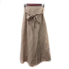 ナノユニバース nano universe フレアスカート ロング 麻 リネン 36 S ベージュ /YI