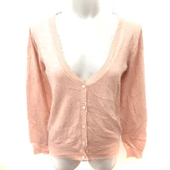 ページボーイ PAGE BOY カーディガン ニット 長袖 アンゴラ混 M オレンジベージュ /RT