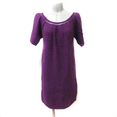 スタイルベネトン STYLE BENETTON ニットワンピース ミニ 半袖 モヘヤ混 S 紫 パープル /YI