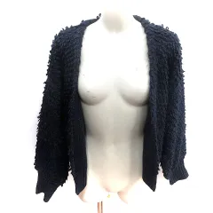 アースミュージック&エコロジー EARTH MUSIC & ECOLOGY premium label ニット カーディガン トッパー ループ編み 長袖 F 紺 ネイビー /AU ●RY