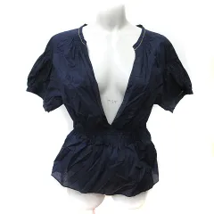 マカフィー MACPHEE トゥモローランド シャツ ブラウス プルオーバー 半袖 38 M 紺 ネイビー /YI