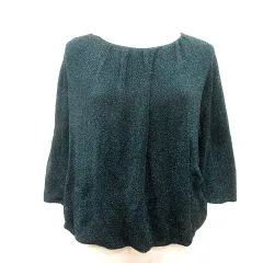 ドレステリア DRESSTERIOR ニット カットソー 長袖 ラメ リボン 緑 グリーン 黒 ブラック /MN