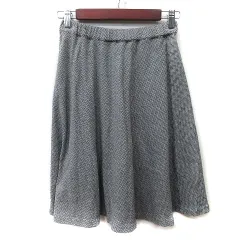 プロポーション ボディドレッシング PROPORTION BODY DRESSING フレアスカート ギャザー 総柄 2 M 黒 ブラック 白 ホワイト /YI