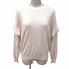 オペークドットクリップ OPAQUE.CLIP ニット カットソー フリル 長袖 38 M アイボリー 白 ホワイト /YK