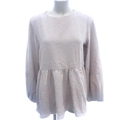 オペークドットクリップ OPAQUE.CLIP カットソー ブラウス ペプラム 長袖 L ベージュ /AU