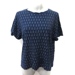 ザラ トラファルック ZARA Trafaluc Tシャツ カットソー 半袖 総柄 紺 ネイビー /YI