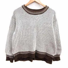 シューラルー SHOO・LA・RUE ニット セーター 総柄 長袖 F 白 ホワイト 茶 ブラウン /YK ●RY