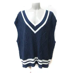 クティール Kutir ベスト ニット フレンチスリーブ ケーブル F 紺 ネイビー /YI