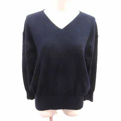 ロペ ROPE ニット カットソー Vネック 長袖 38 M 紺 ネイビー /YK