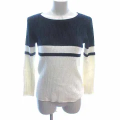 N.Natural Beauty Basic N.ナチュラルビューティーベーシック ニット セーター バイカラー 長袖 M 紺 ネイビー 白 ホワイト /YK