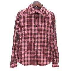 マカフィー MACPHEE トゥモローランド シャツ チェック 長袖 38 M 赤 レッド 黒 ブラック /YK