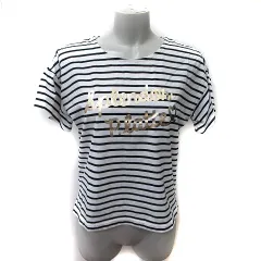 ピンクラテ PINKlatte Tシャツ カットソー ボーダー 半袖 XS 白 ホワイト 黒 ブラック /YI