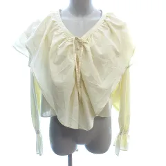 サマンサモスモス SM2 シャツ ブラウス フリルカラー ボレロ ストライプ キャンディスリーブ 長袖 F 黄色 イエロー /AU ●RY