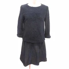 アーバンリサーチ URBAN RESEARCH ワンピース フレア ミニ ドッキング ツイード チェック 長袖 FREE 紺 ネイビー /YK