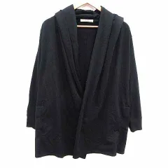 ブージュルード Bou Jeloud カーディガン カットソー ショートカラー 前開き フード 長袖 FREE 黒 ブラック /YK