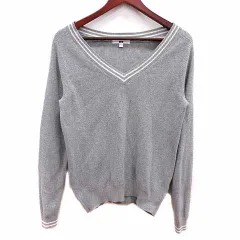 ユニクロ UNIQLO ニット セーター Vネック 長袖 カシミヤ混 L グレー /YK ●RY