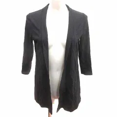 エムプルミエ M-Premier カーディガン ニット 前開き 七分袖 36 S 黒 ブラック /YK