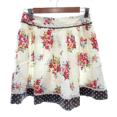 オリーブデオリーブ OLIVE des OLIVE プリーツスカート ひざ丈 花柄 レース ドット アイボリー 白 ホワイト /AU ●RY